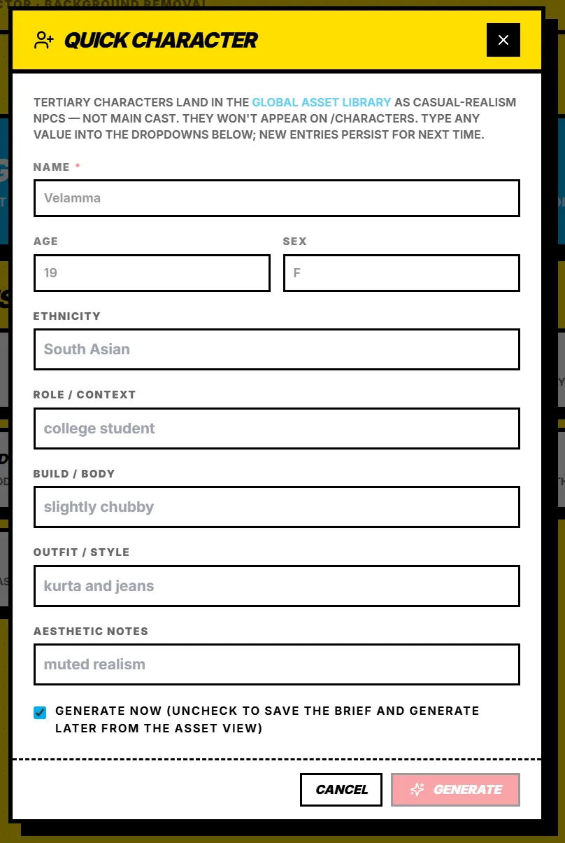 Quick Comic wizard controls